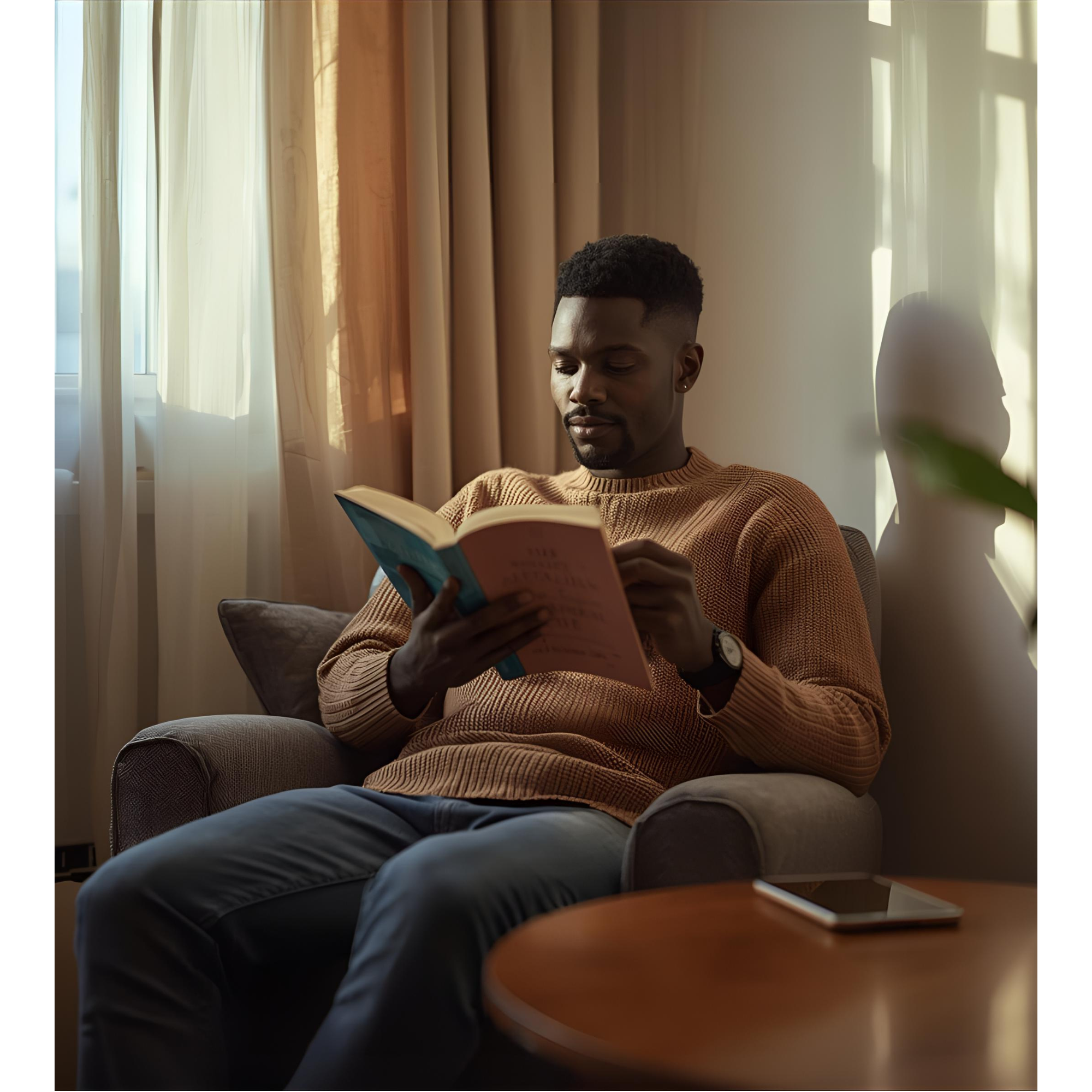 A -man -sitting -and -reading
