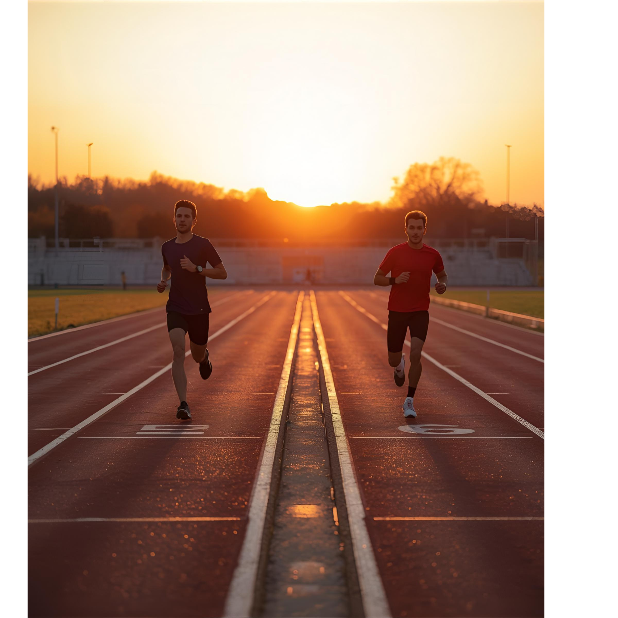 Two people running a race and focused for their own personal development 