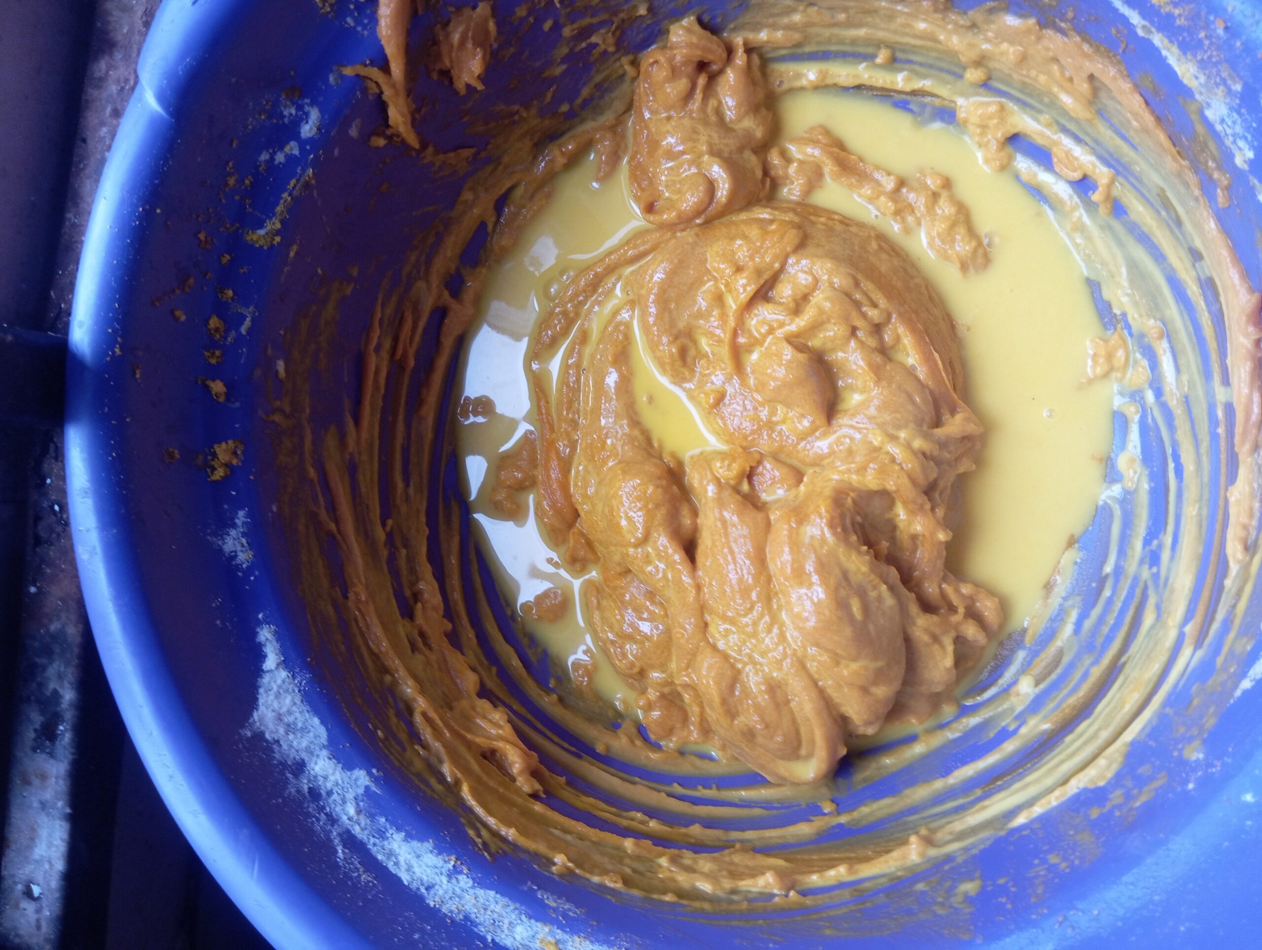 Okpa mixed with oil and lukewarm water