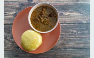 A-plate-of-ogbono-and-okra-soup-with-swallow