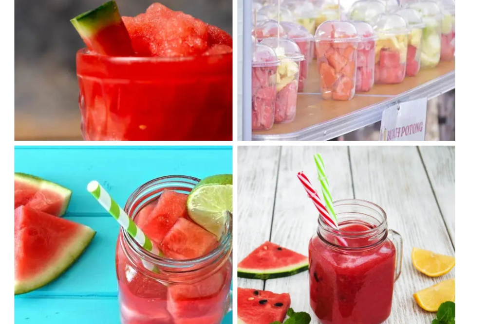 Cold- watermelon- cubes with- fresh -lime -juice