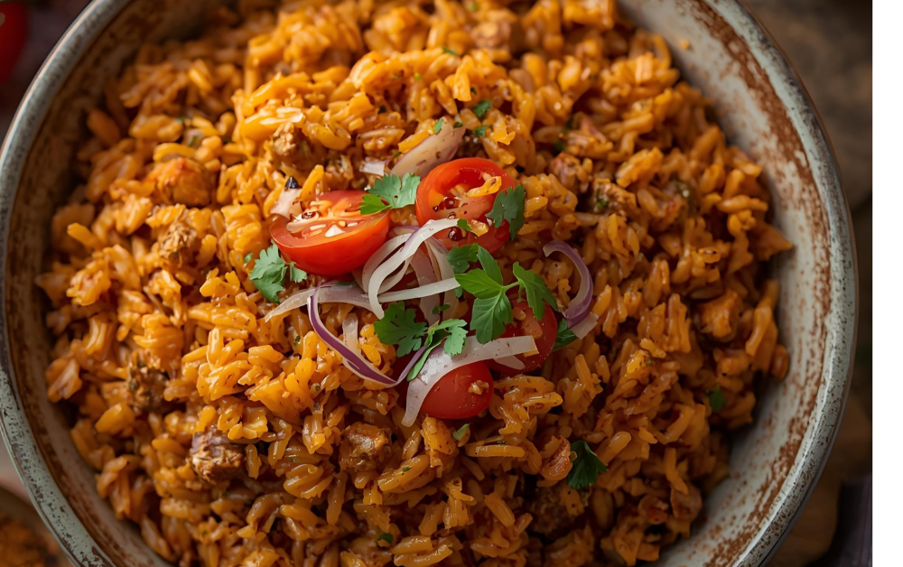 Smoky-Nigerian-jollof-rice-without-meat-a-cheap-and-tasty-low-budget-Nigerian-meal. 
