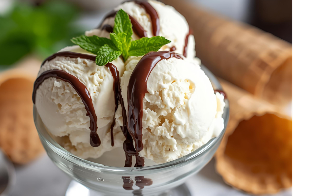 A-plate-of-homemade-ice-cream-without-machine