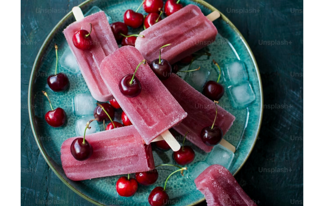 Homemade- fruit-popsicles -made -from blended- fresh -fruit.”