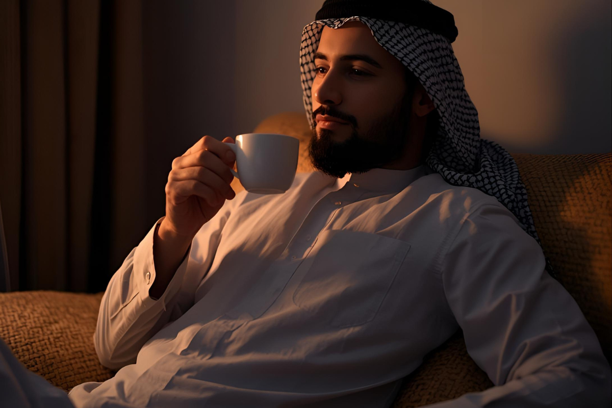 Quiet moment of reflection and meditation for peace of mind at home 