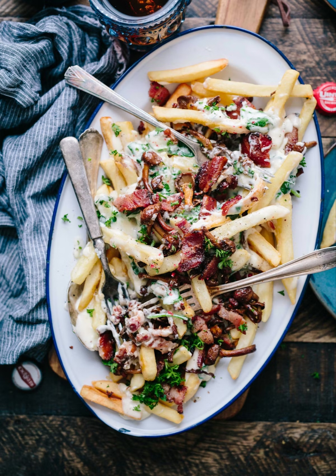 loaded fries with cheese for 4th of July party food
