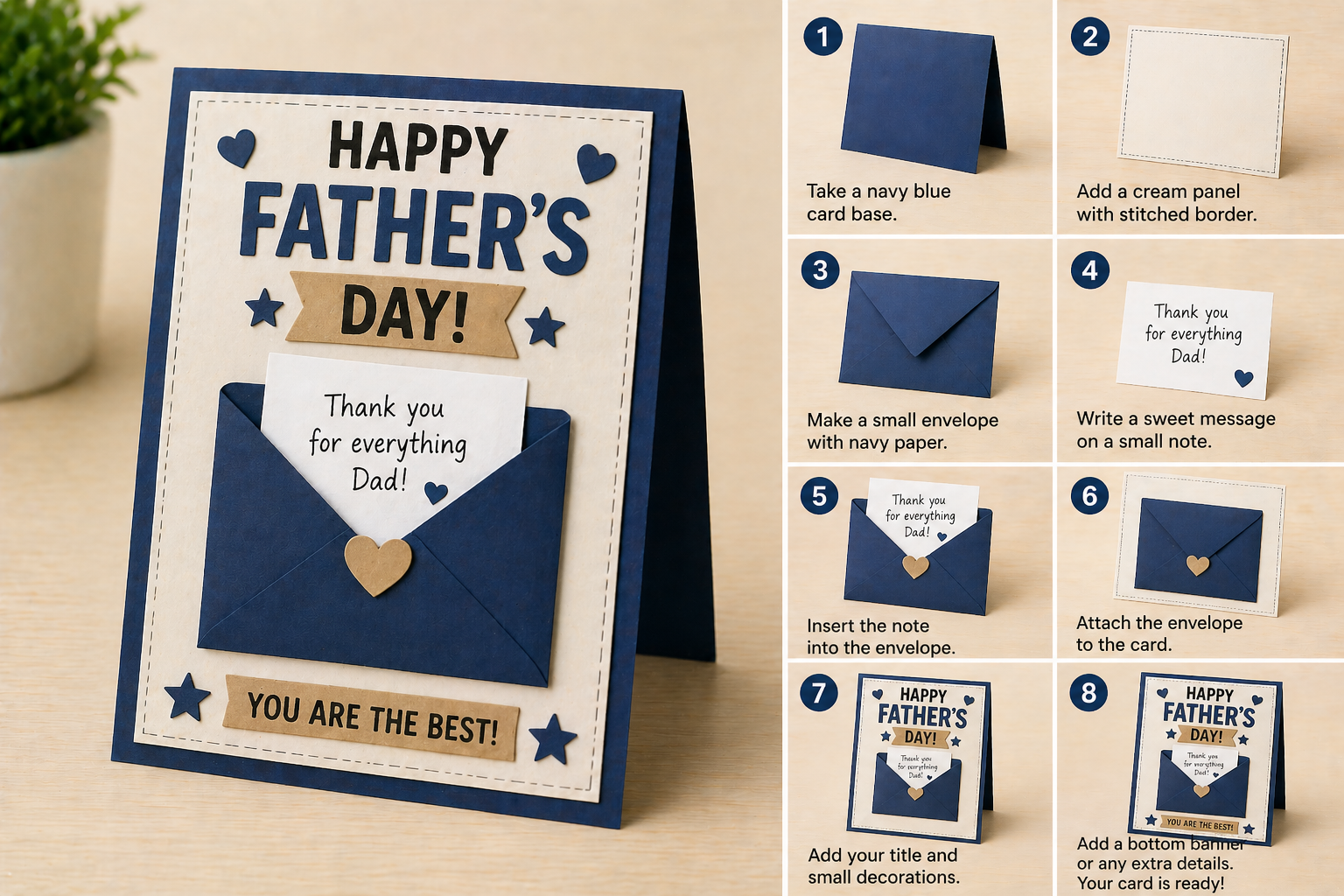 Card
 envelope message DIY Father’s Day card paper craft