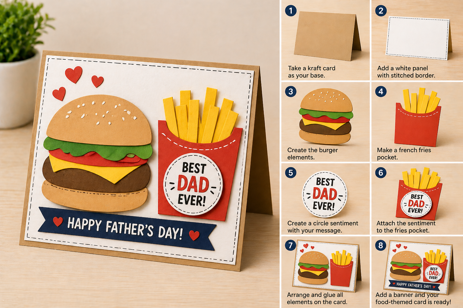 Themed Card fun food themed DIY Father’s Day card paper craft