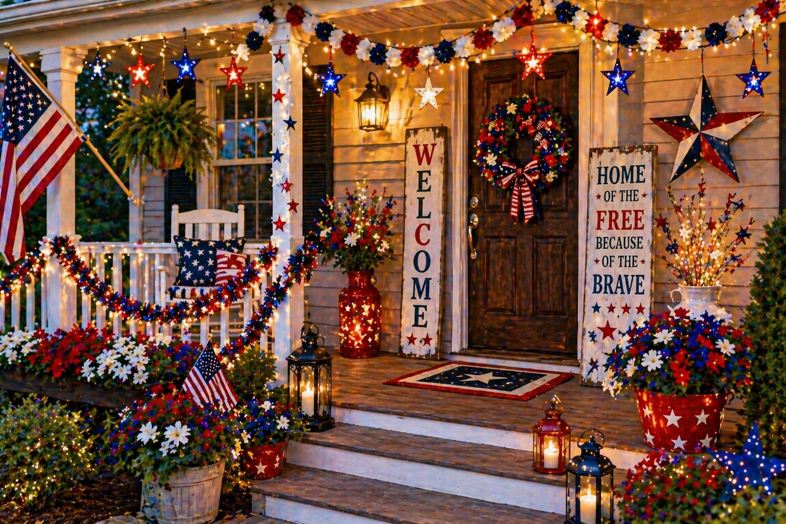 Your entryway can be styled with wreaths, signs, and small decor pieces to create a strong first impression.