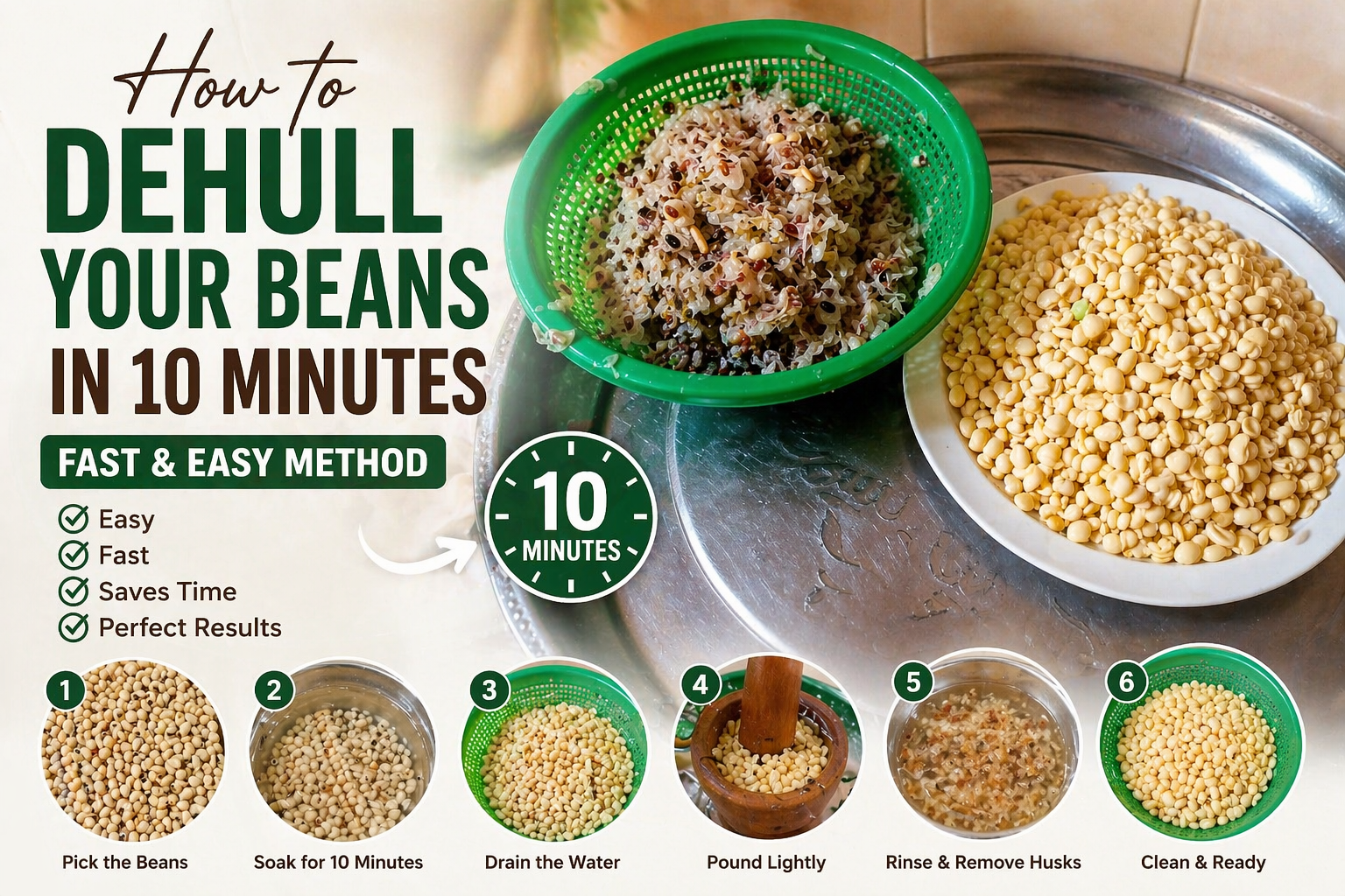 How to Dehull beans in 10 minutes 