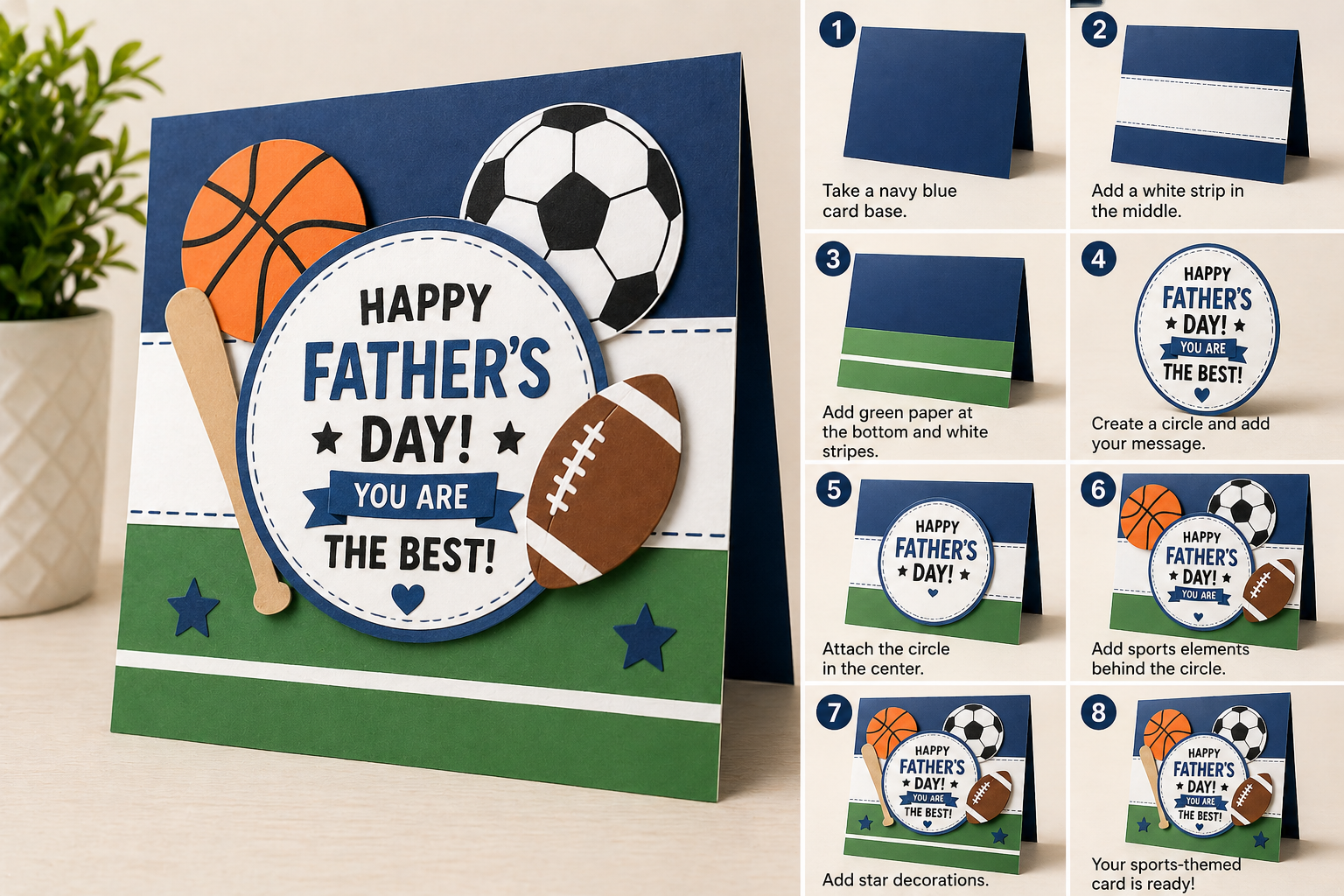 Card
 sports themed DIY Father’s Day card with ball design