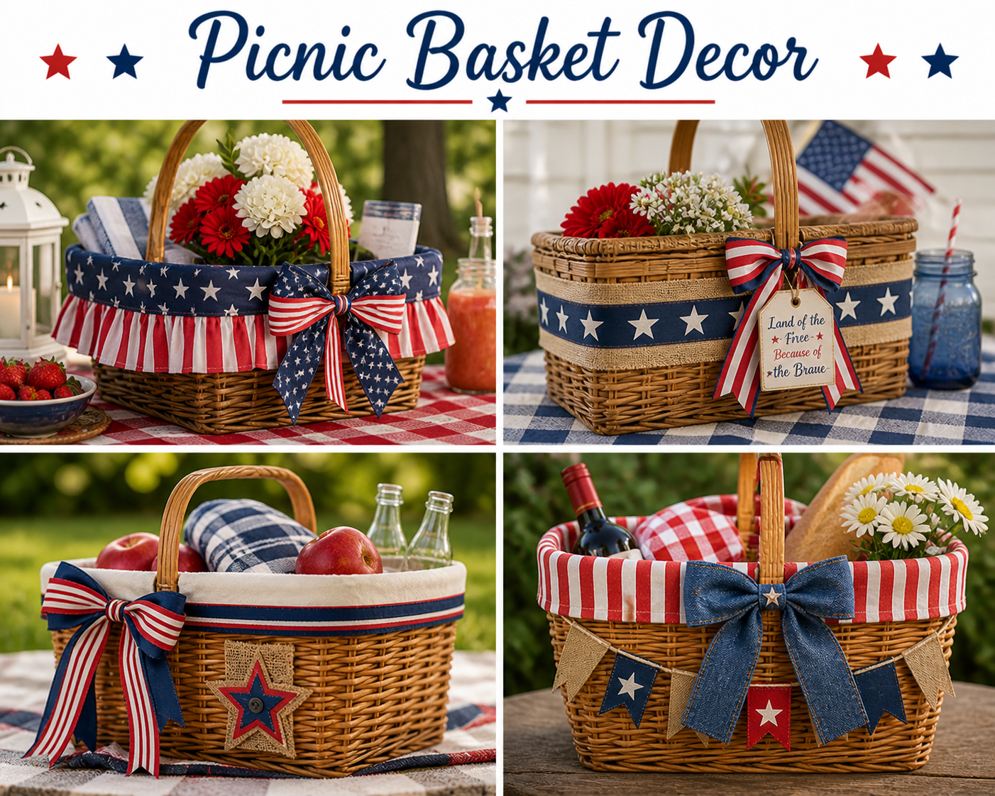 Picnic basket decor for 21 DIY memorial day decor