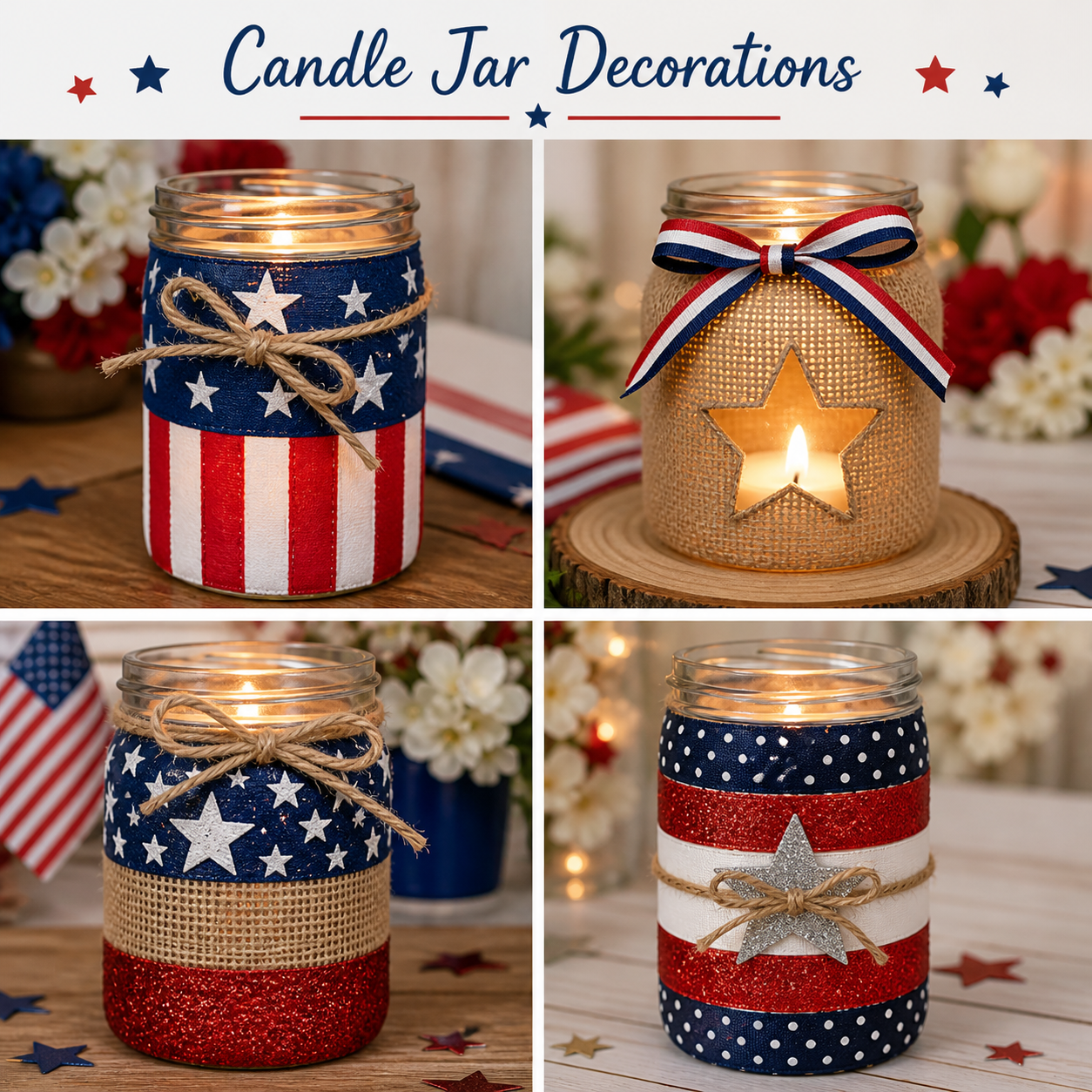 Candle jar decorations for 21 DIY memorial Day decor