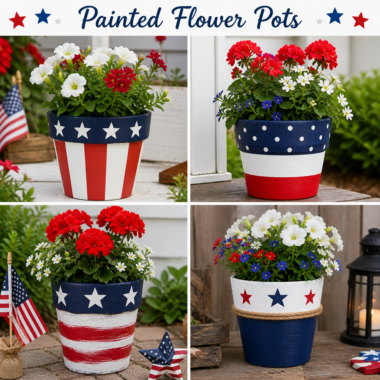 Painted flower pots for 21 DIY memorial day decor 