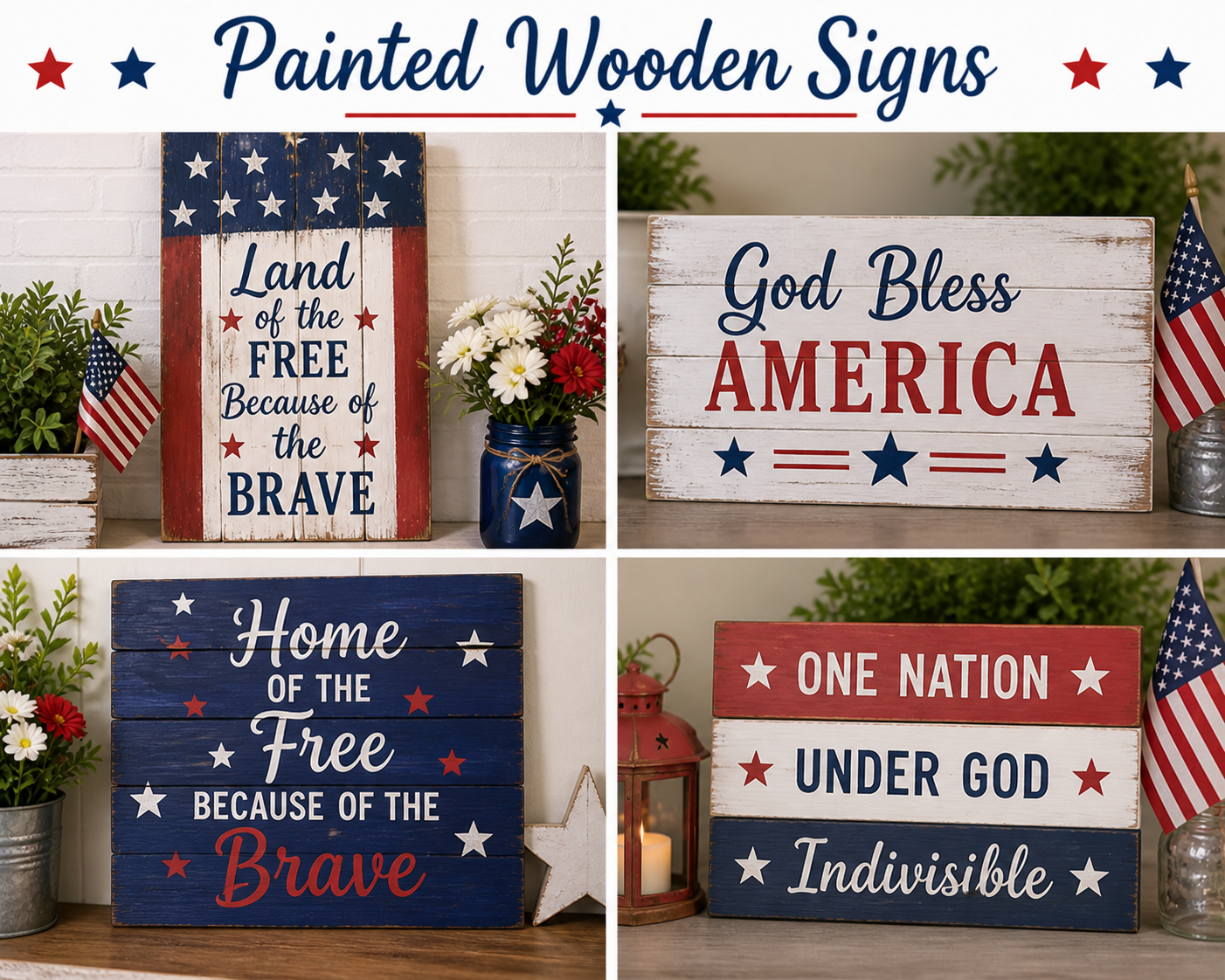 Painted wooden stars for 21 DIY memorial day decor 