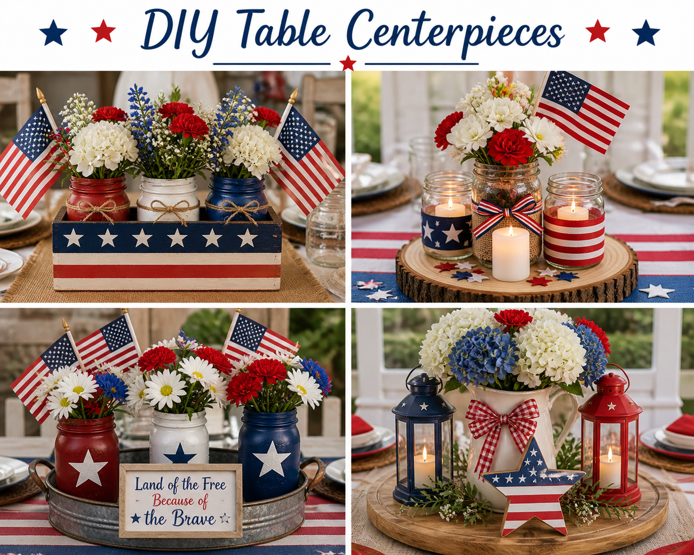 Table centre piece for 21 DIY memorial day decor 