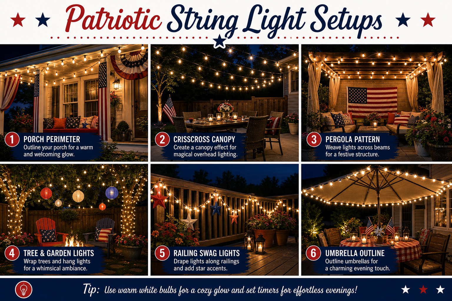 String light setup on 21 DIY memorial day decor