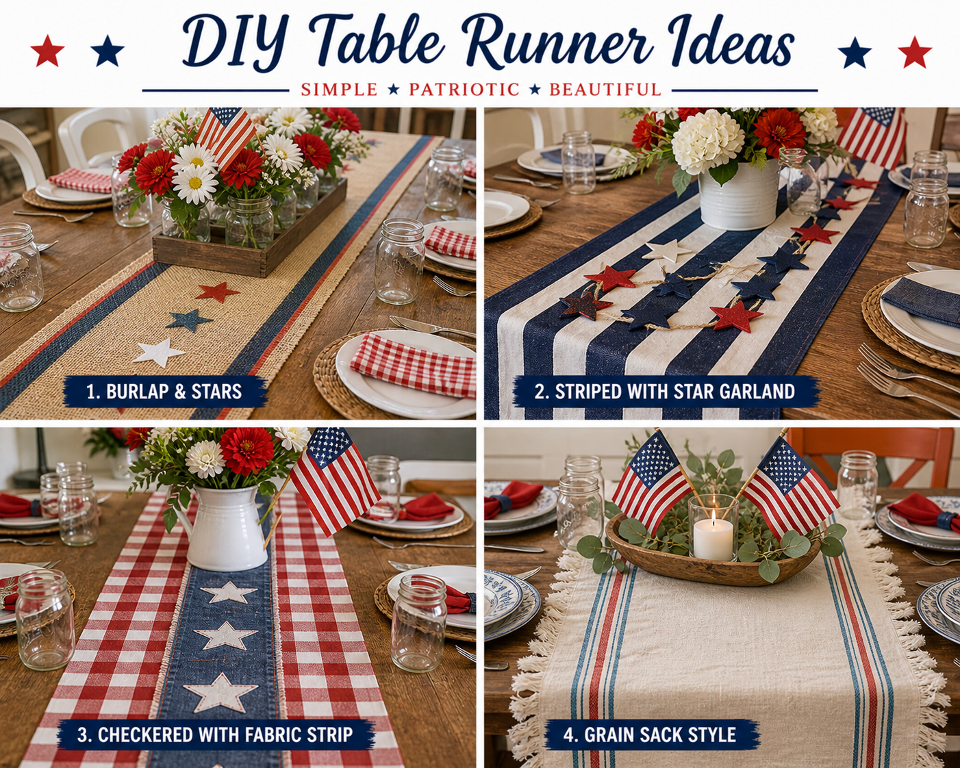 Table runner in 21 DIY memorial day decor