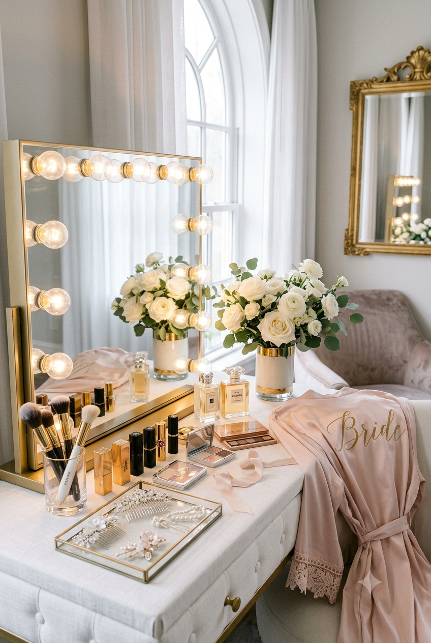 Wedding morning preparations 
