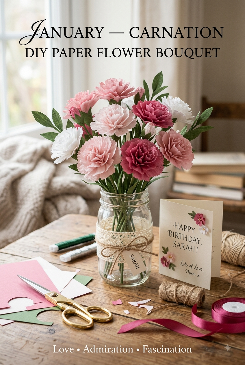 January DIY birthday flower