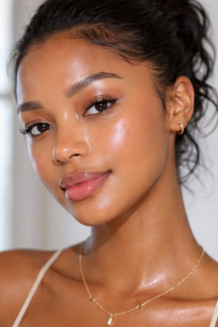 Dewy glass skin makeup 