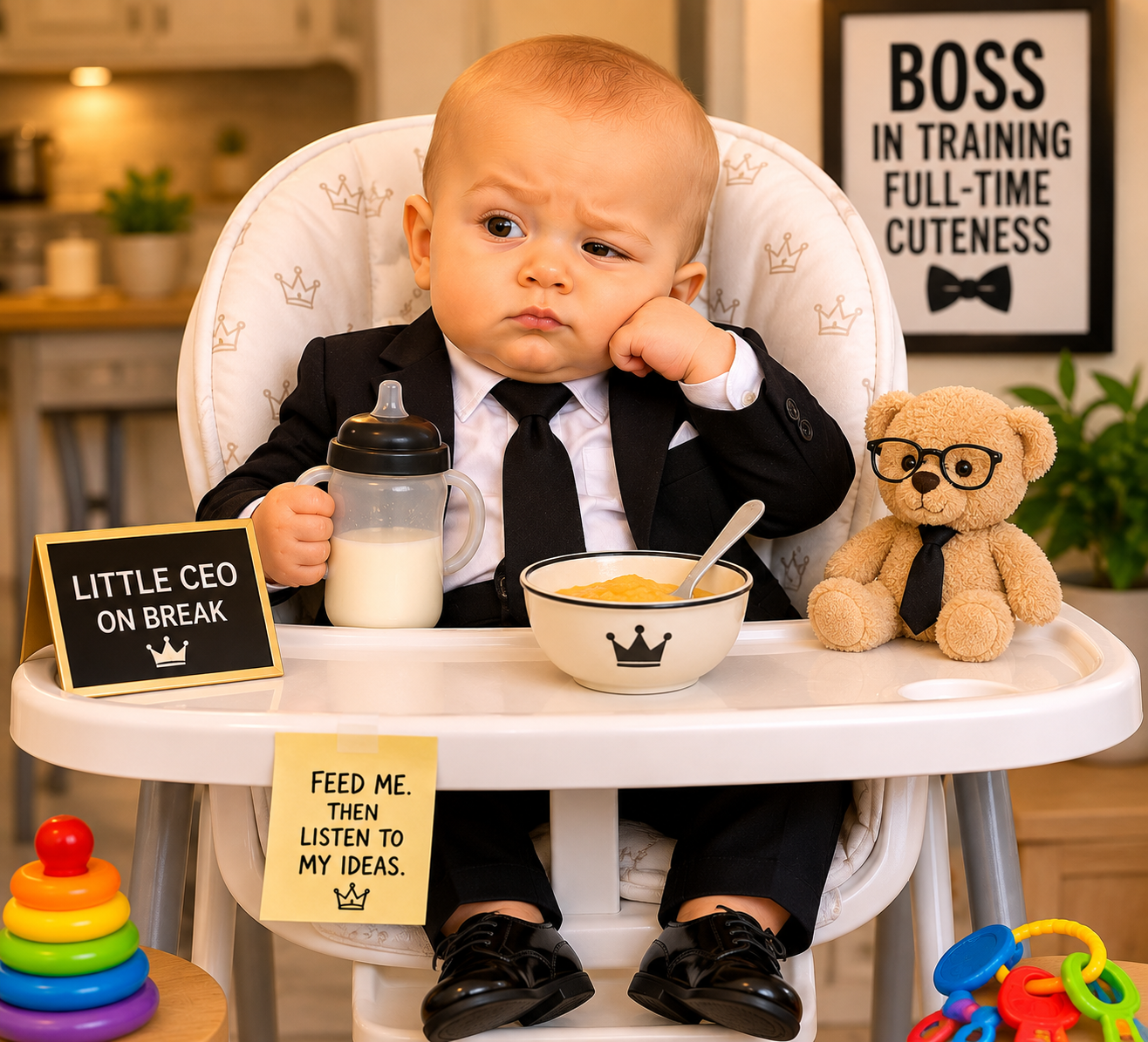 Boss baby on a high chair