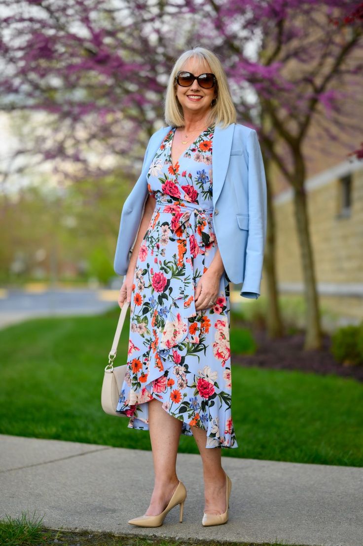 Blazer with floral dress