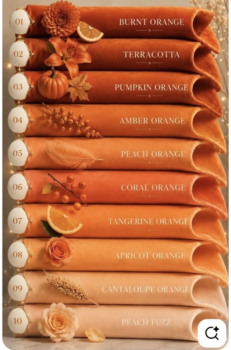 All shades of orange colour 